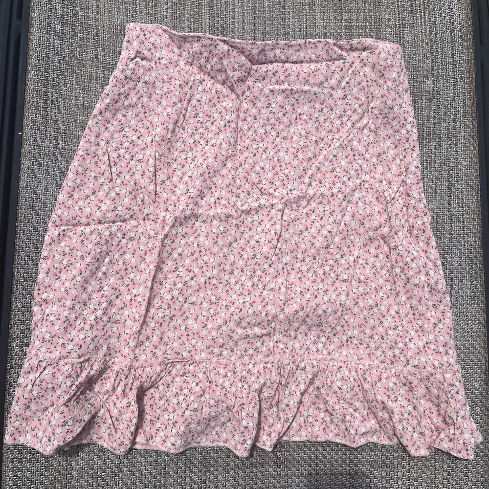 Brandy Melville Pink Ruffled Midi Skirt